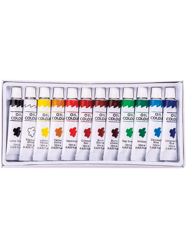Hobby Mate Oil colors etc. 12 tubes of 12 ml.