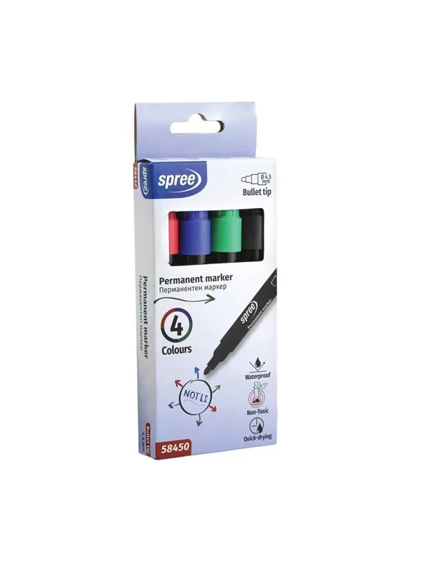 SPREE Permanent Marker box of 4 colors.