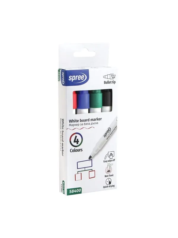 SPREE Whiteboard Marker box of 4 colors.