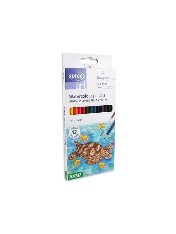 SPREE Watercolor pencils 12 pcs. triangular.