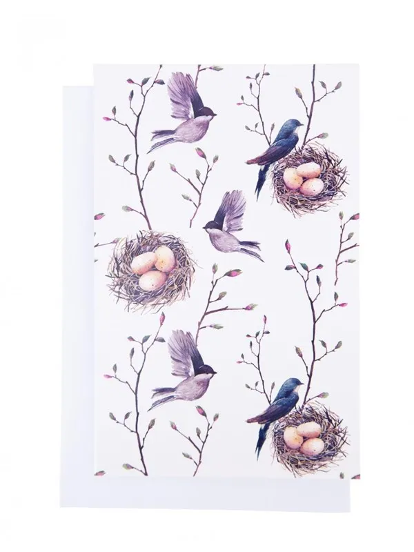 SCANSEASON CARD W/ ENVELOPE 11X17CM BIRDS ON BRANCHES