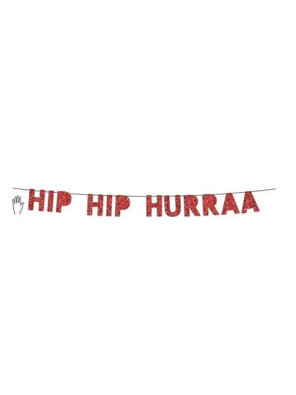 SCANSEASON Guirlande HIP HIP HURRA rød glitter
