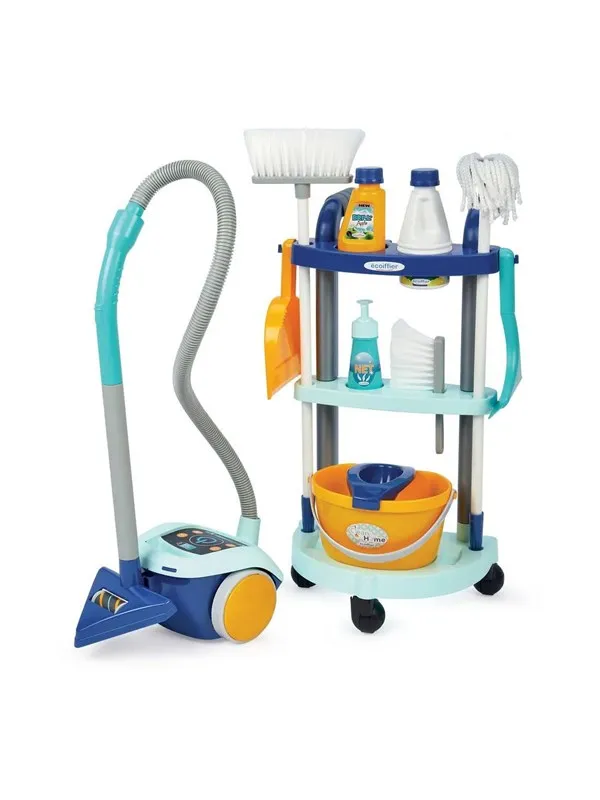 Ecoiffier Clean Home Cleaning Cart with Vacuum Cleaner