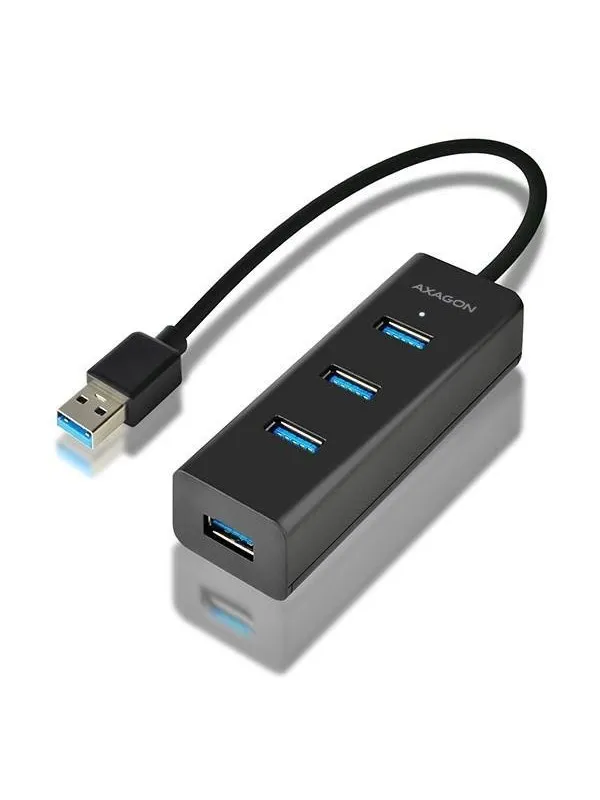 AXAGON USB-A 3.0 Hub with Micro USB Power Connector USB-hub - USB 3.2 - 4 porter - Svart
