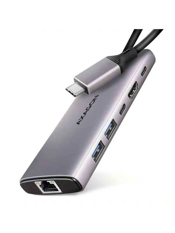 AXAGON Combo 6-in-1 USB-C 10 Gbps HUB USB-hub - USB 3.2 - 6 porter - Sølv