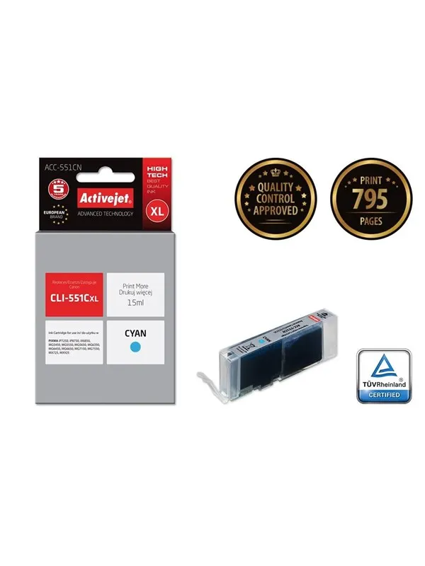 ActiveJet Premium ACC-551CN - cyan - compatible - ink cartridge (alternative for: Canon CLI-551C)