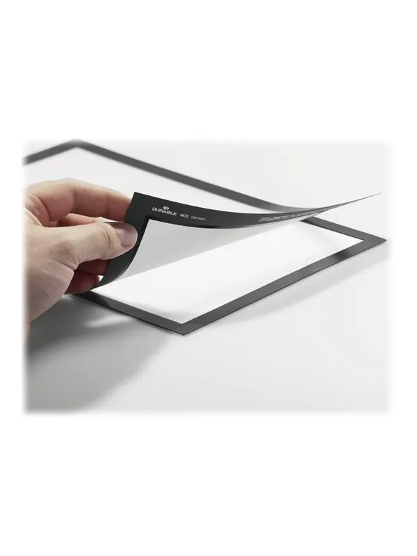 DURABLE Selvklebende inforamme med magnetisk ramme som kan åpnes for dokumenter i A6-format.