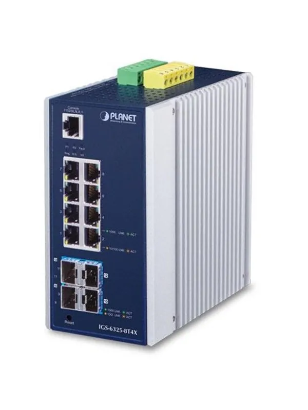 PLANET IGS-6325-8T4X Industrial L3 8-Port 10/100/1000T + 4-Port 10G SFP+ Managed Ethernet Switch