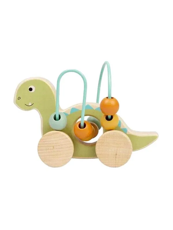 Bigjigs Wooden Push Toy Diplodocus with Bead Frame