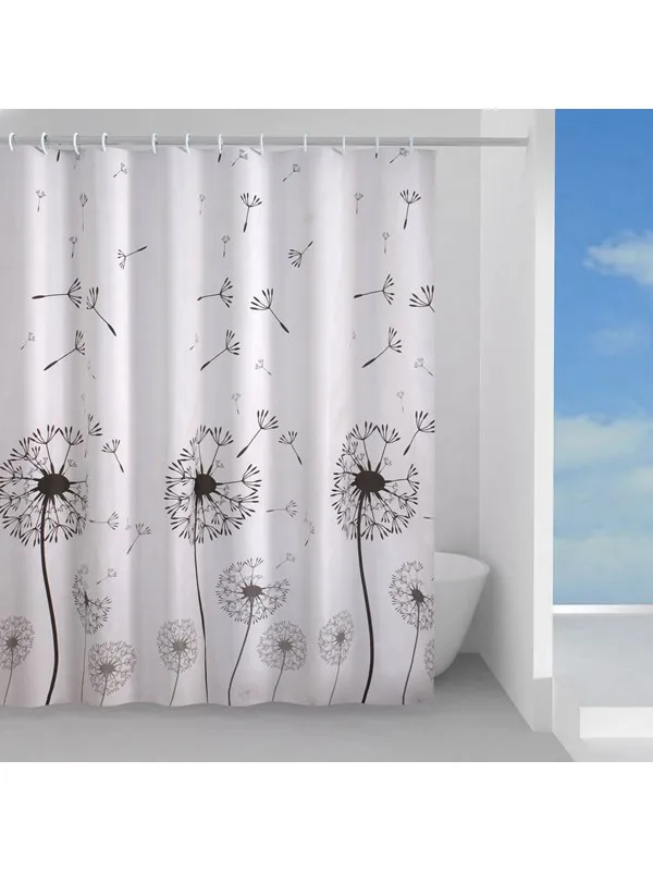 Gedy Dusjforheng svart blomst 120x200 cm