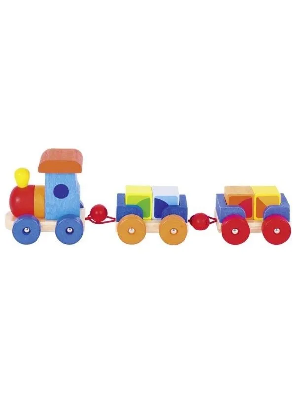 Goki - Rubber Wooden Block Train Mumbai 7 pieces.