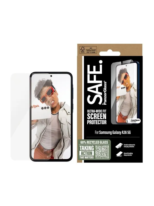 SAFE by PanzerGlass Screen Protector Samsung Galaxy A36 5G | Ultra-Wide Fit w. Aligner