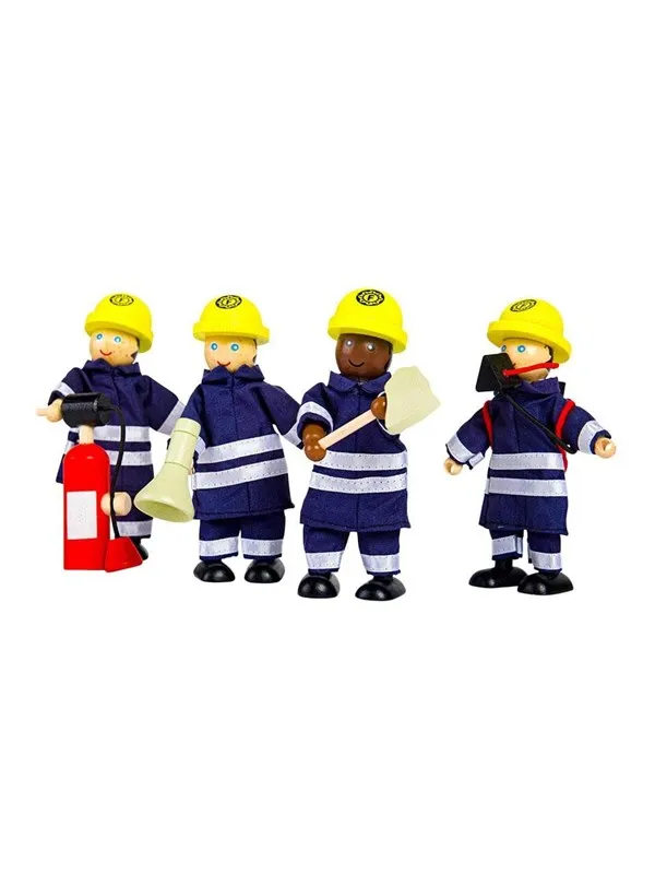 Tidlo Wooden Dollhouse Dolls Firefighters 4 pcs.