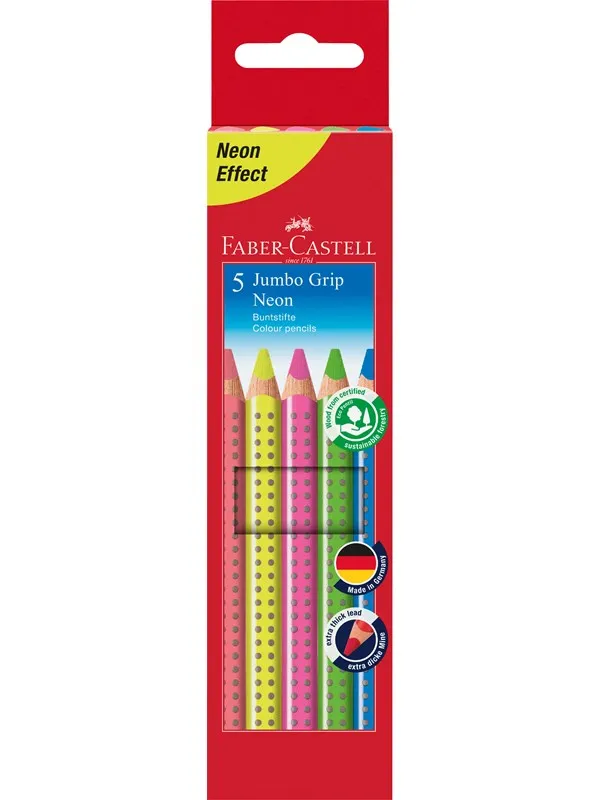 Faber-Castell Col. pencil Jumbo Grip Neon box 5x