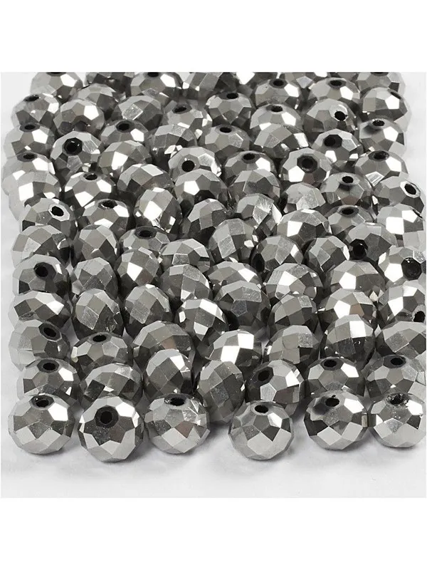 Creativ Company Faceted Beads Metallic Gray 100pcs.