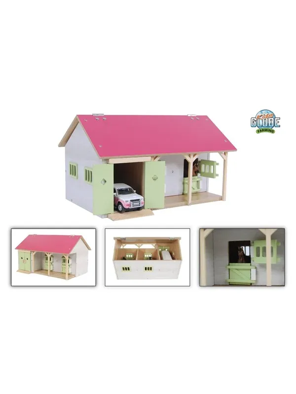 Kids Globe Horse Stable Pink with 2 Boxes and Storage 1:32