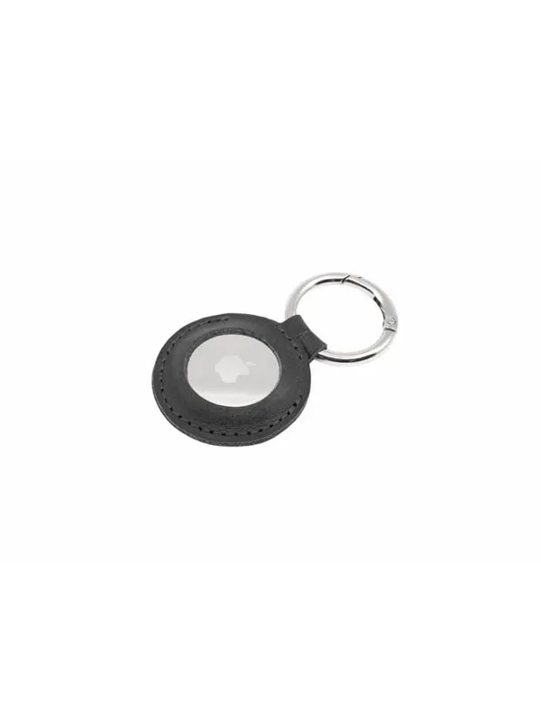 FIXED Real Leather Keychain Case for AirTag Black