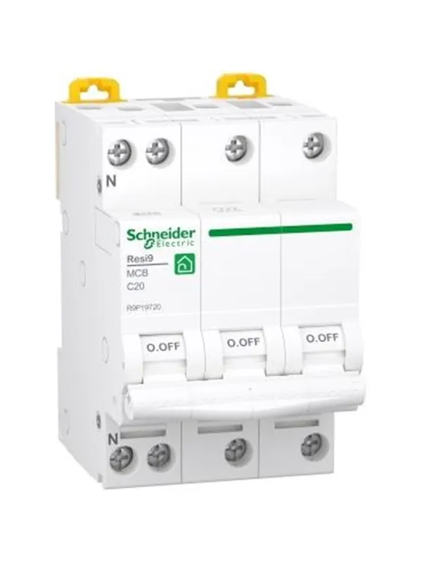 Schneider Electric Resi9 XP MCB/circuit breaker 3PN C-characteristic 20A 6kA 54mm