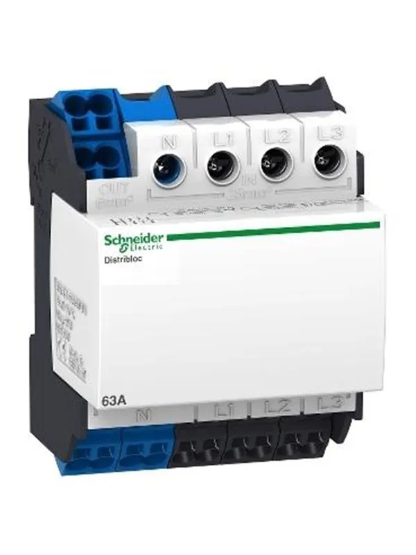 Schneider Electric Linergy DX distribution block for DIN rail 63A 4-pole connection at the top 1x25 mm2.4x6 mm2 per phase