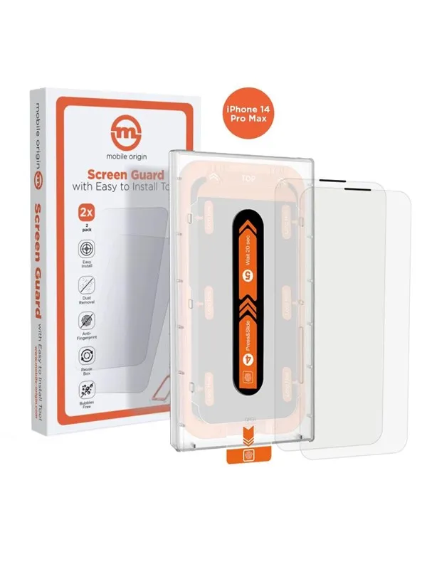 Mobile Origin Screen Guard iPhone 14 Pro Max with easy applicator 2 pack