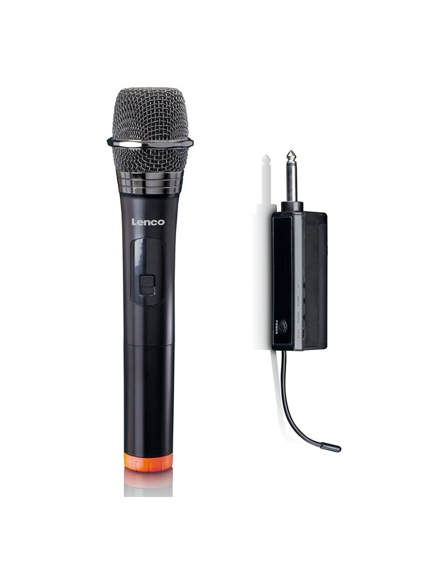 Lenco MCW-011BK - Wireless microphone with 6.3 mm battery powered receiver