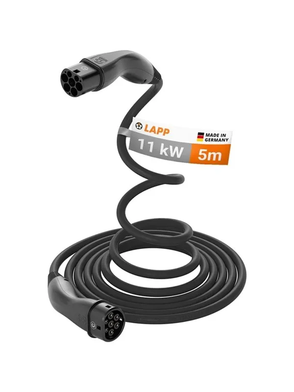 LAPP Type 2 HELIX Convenience Charging Cable, up to 11 kW, 5 m, black