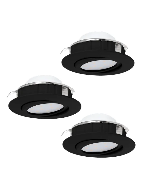 EGLO PINEDA recessed spotlight Ø84 mm 3000K dimmable 3-pack black
