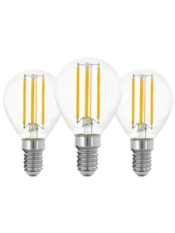 EGLO LED-lyspære P45 Mini ball 7W/827 806 lumen clear 3-pack E14