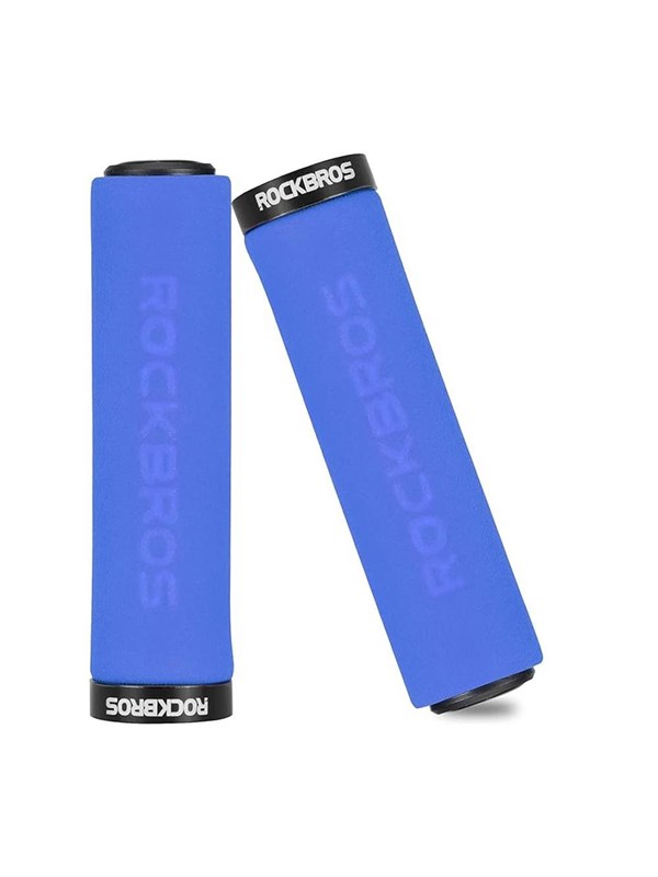 Rockbros BT1001BLBK sponge bicycle handlebar grips - blue and black