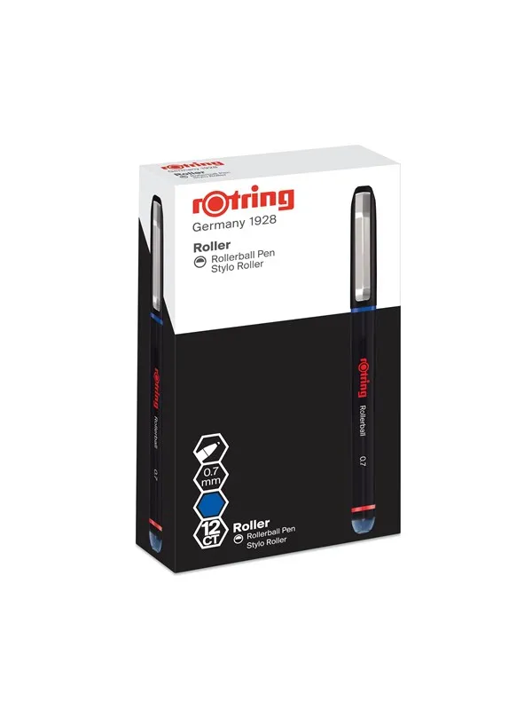 Rotring Rollerball Pen | Fine Point (0.7 mm) for Clear Writing | Blue Ink | 12 Count