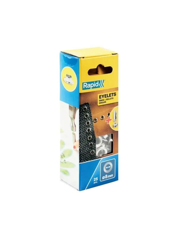 Rapid Eyelets 8mm Box 25pcs + 2 Metal Tools