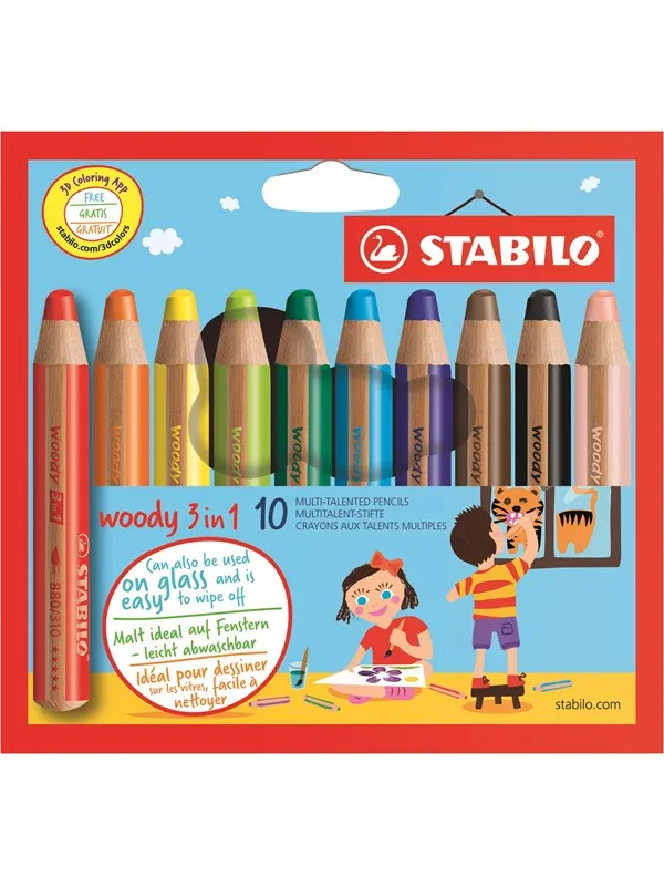 STABILO   woody 3 in 1 set of 10 colors.