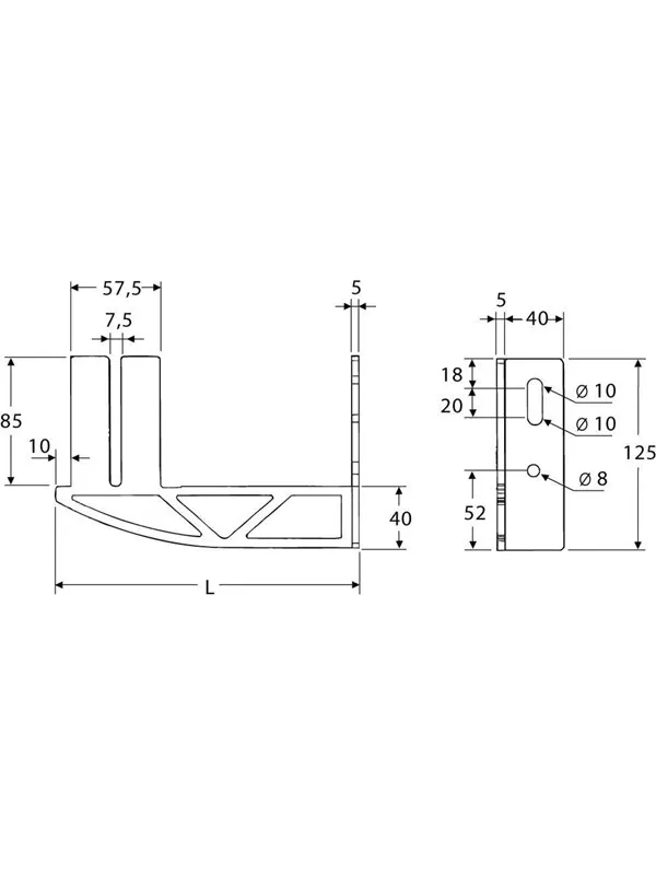 Hudevad (RIOpanel) Wall support 205/150 mm for LK