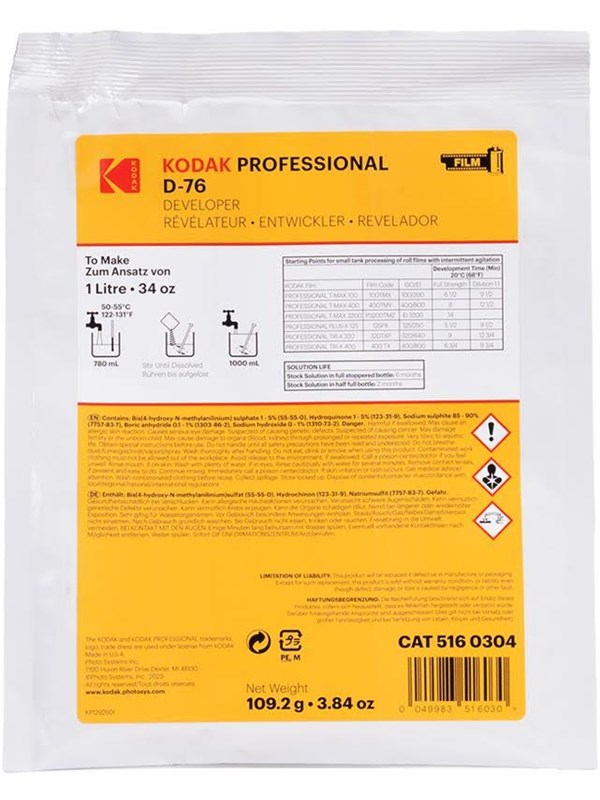 KODAK Professional D-76 Film Developer Powder To Make 1L