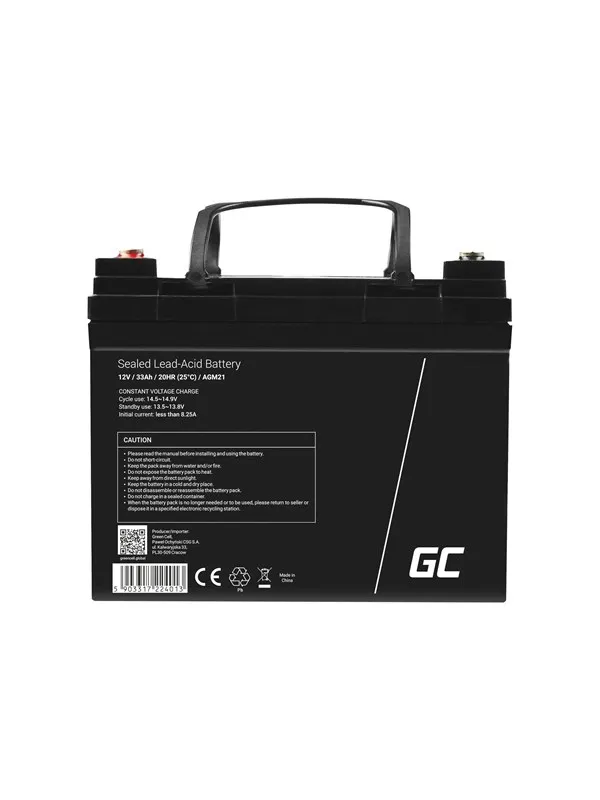 Green Cell AGM21 AGM 12V/33Ah Gel Deep Cycle