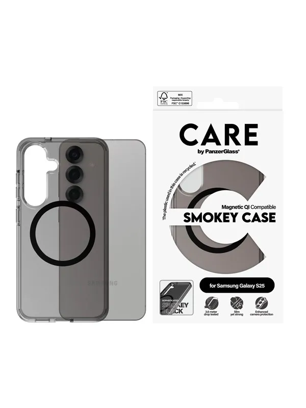 CARE by PanzerGlass Flagship Case Urban Combat Smokey w. Black QI Compatible Samsung Galaxy S25