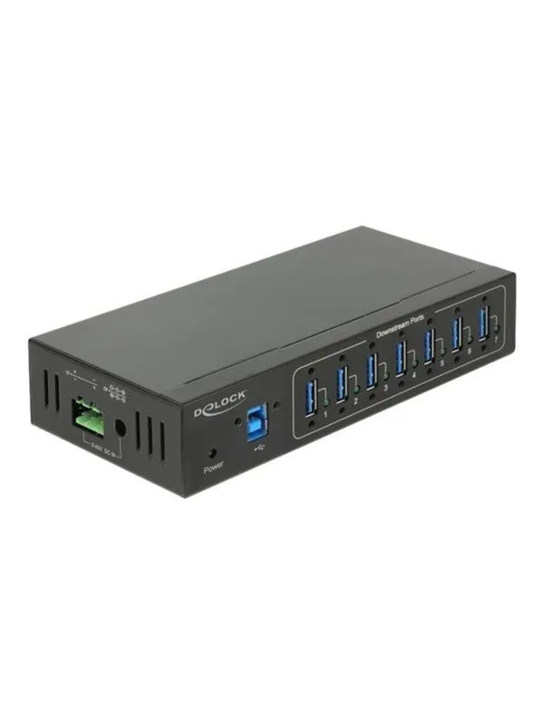 DeLOCK External Industry Hub 7 x USB 3.0 Type-A with 15 kV ESD protection USB-hub - USB 3.2 - 7 porter - Svart
