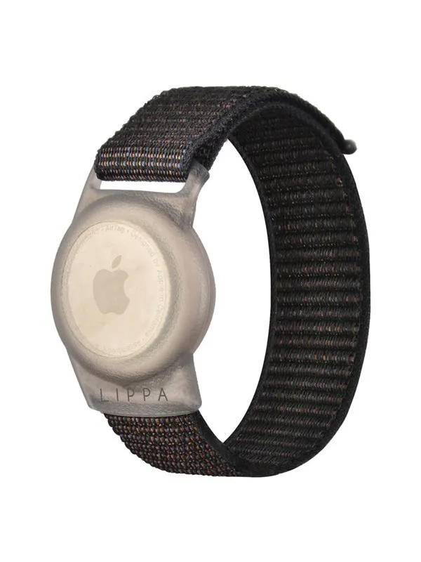 Lippa Nylon Wristband for AirTag and Smart Finder - Black