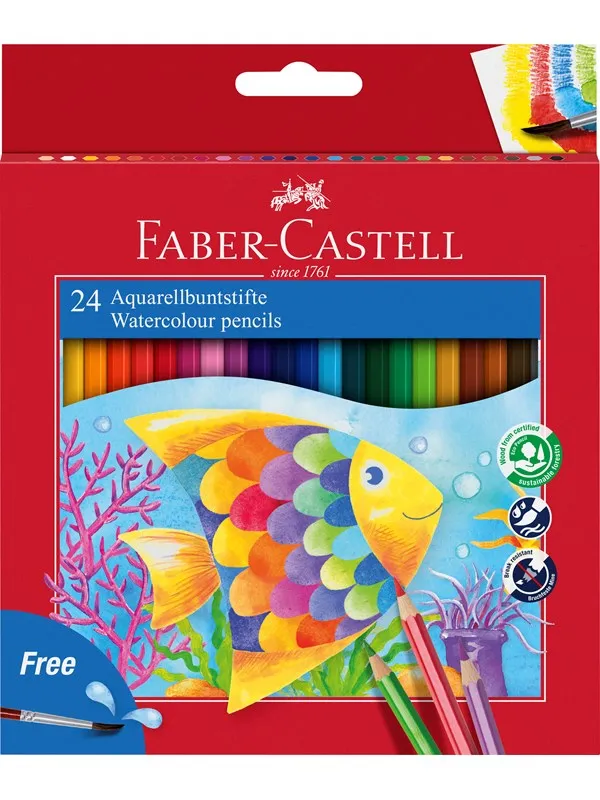 Faber-Castell Watercolour pencil + brush box 24x