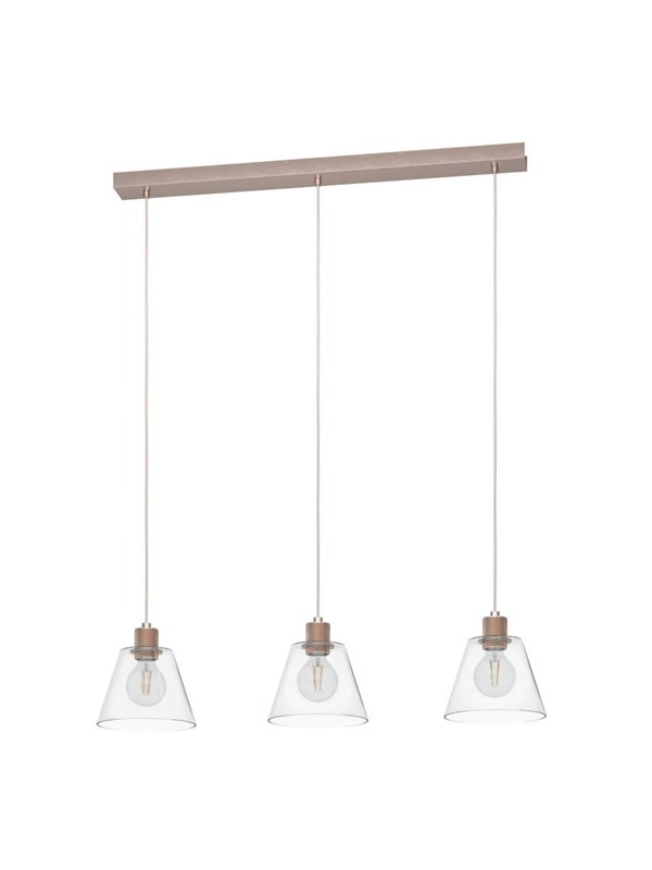 EGLO COPLEY long table pendant rose gold/clear