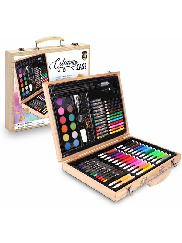 Grafix Coloring set - 86 pieces in wooden suitcase