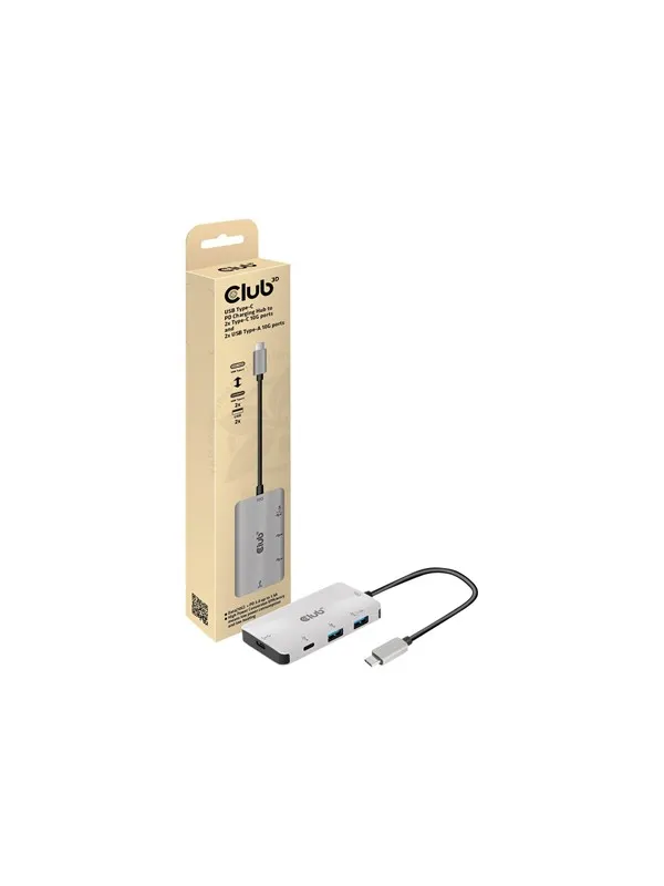 Club 3D CSV-1543 - hub - 4 ports USB-hub - 4 porter - Sølv