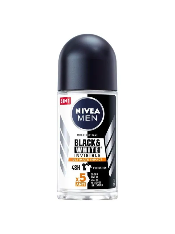 Nivea Men Deodorant BLACK& WHITE INVISIBLE Ultimate Impact 5in1 roll-on