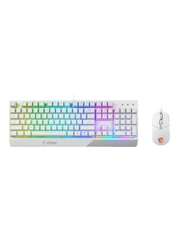 MSI Vigor GK30 combo - keyboard and mouse set - white - Tastatur & Mussett - Engelsk (USA) - Hvit