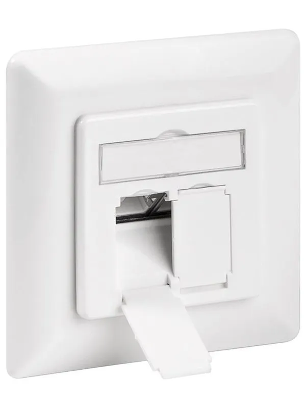 Pro CAT 6a wall plate flush mounting white - 2x RJ45 - Hvit