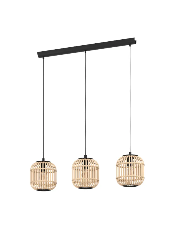 EGLO BORDESLEY long table pendant black/wood