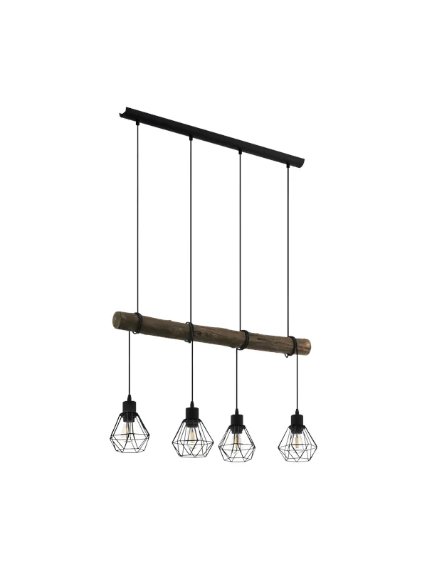 EGLO HORNINGTOPS 1 long table pendant black/wood