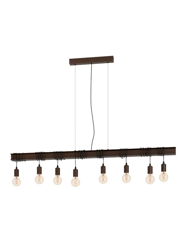 EGLO TOWNSHEND 4 long table pendant with 8 sockets E27 antique brown