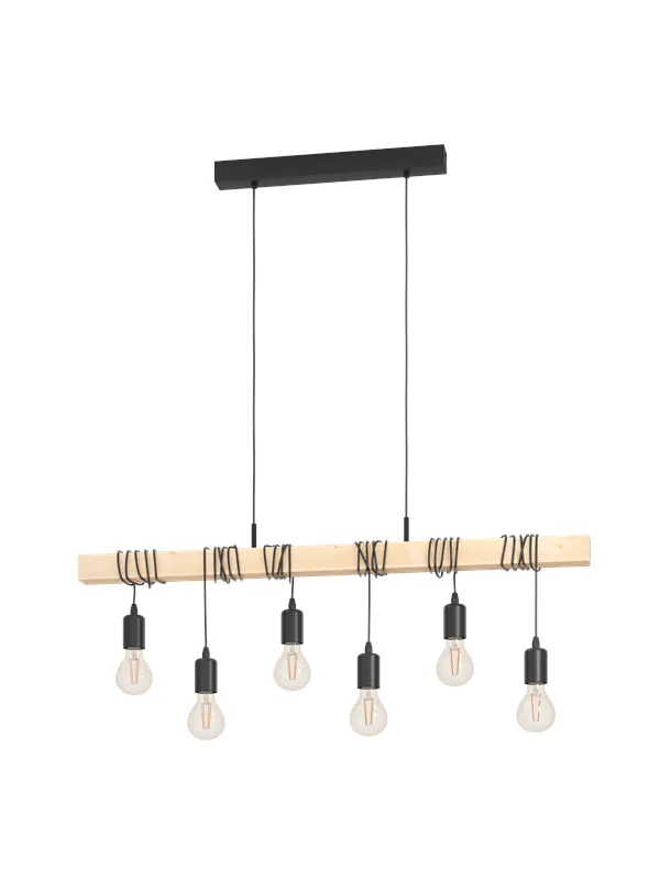 EGLO TOWNSHEND long table pendant 6L black/oak