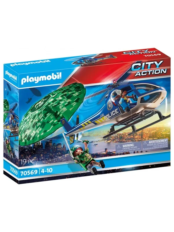 Playmobil Politihelikopter: Forfølgelsesjakt med fallskjerm